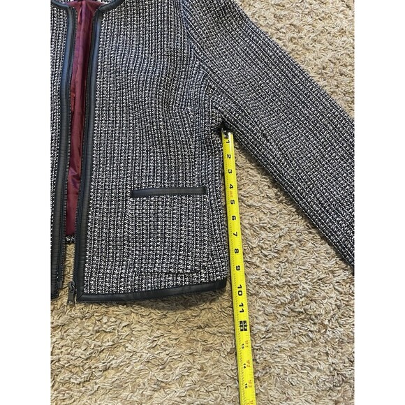 Banana Republic Woven Parisian Jacket, B&W Tweed, Magenta Lining, Size 14 - Picture 5 of 8
